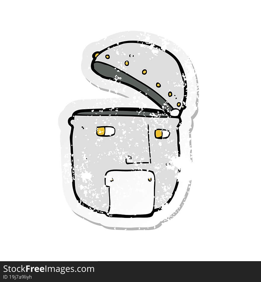 retro distressed sticker of a cartoon robot head