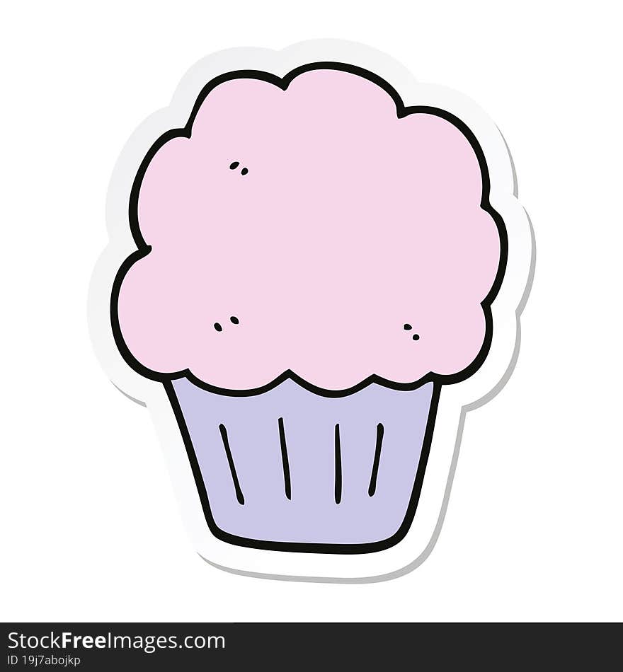 sticker of a cartoon cupcake