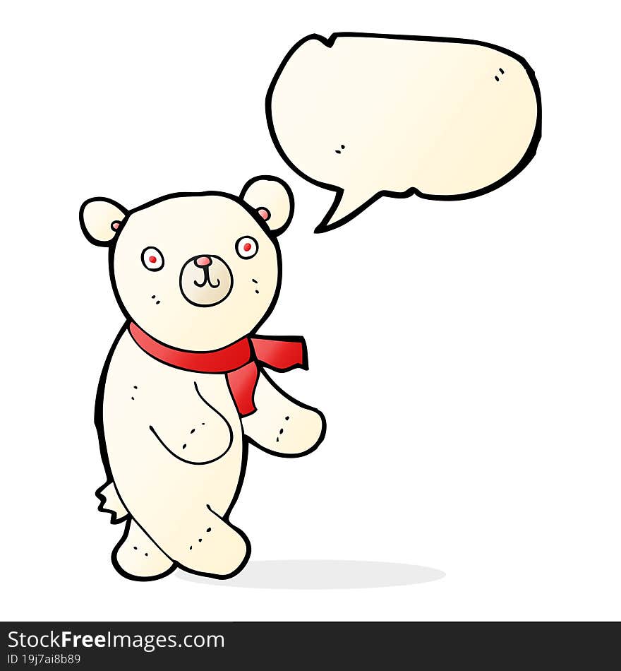 cute cartoon polar teddy bear with speech bubble