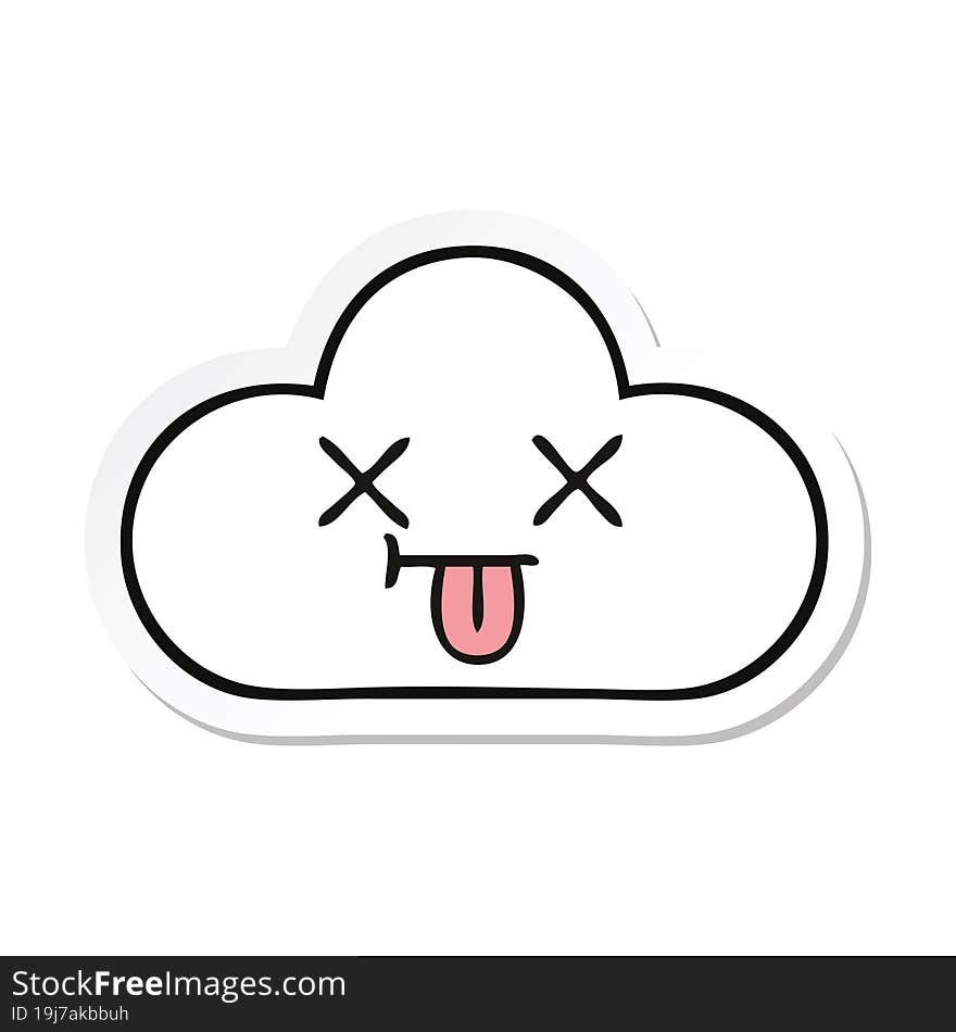 sticker of a cute cartoon white cloud