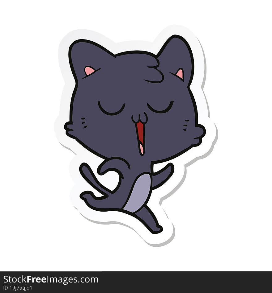 sticker of a cartoon cat singing