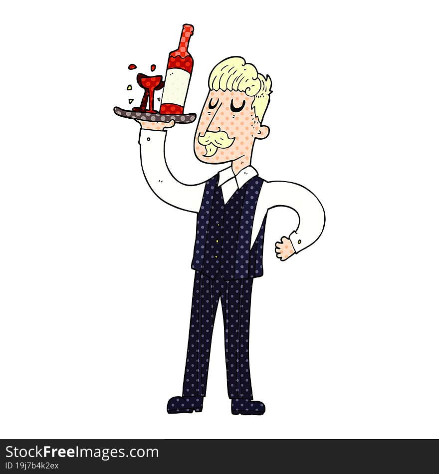 freehand drawn cartoon waiter