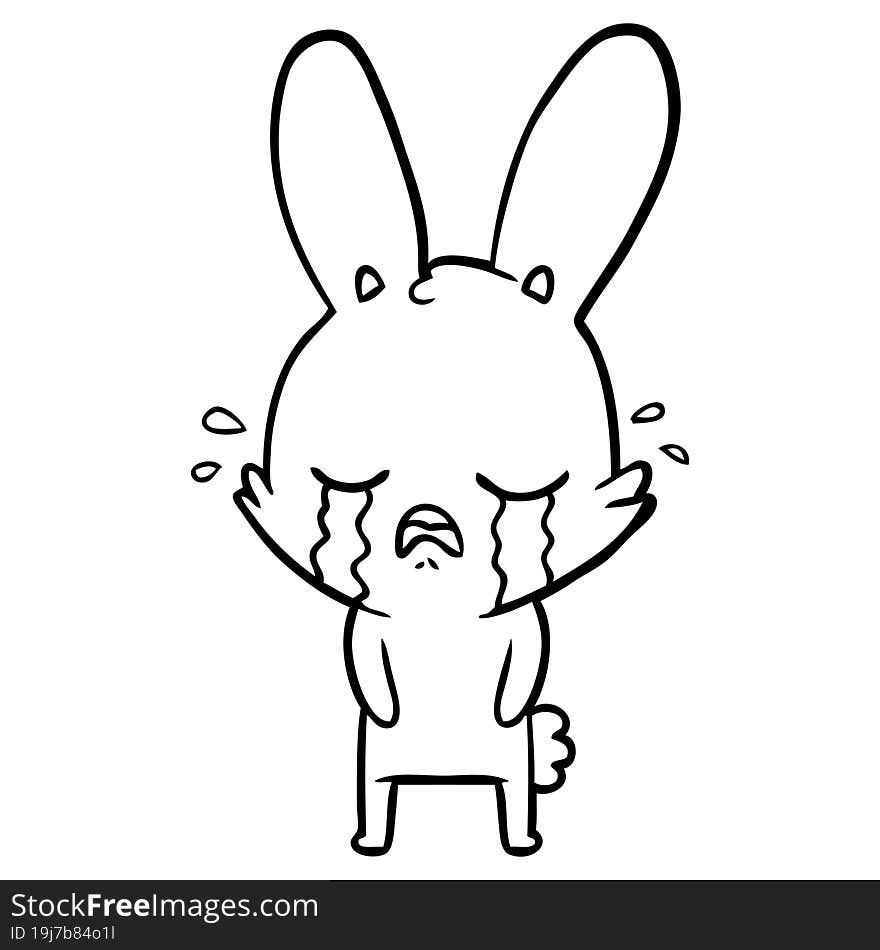 cute cartoon rabbit crying. cute cartoon rabbit crying