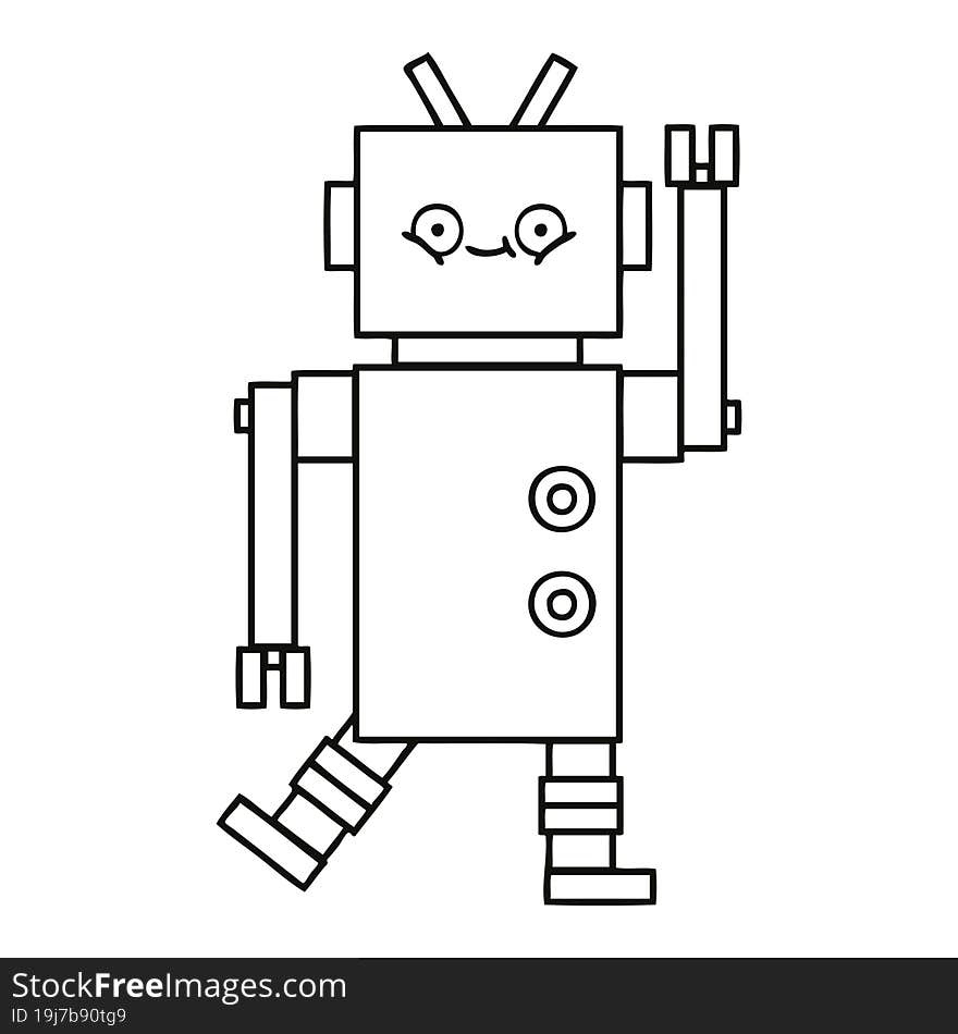 Line Drawing Cartoon Robot