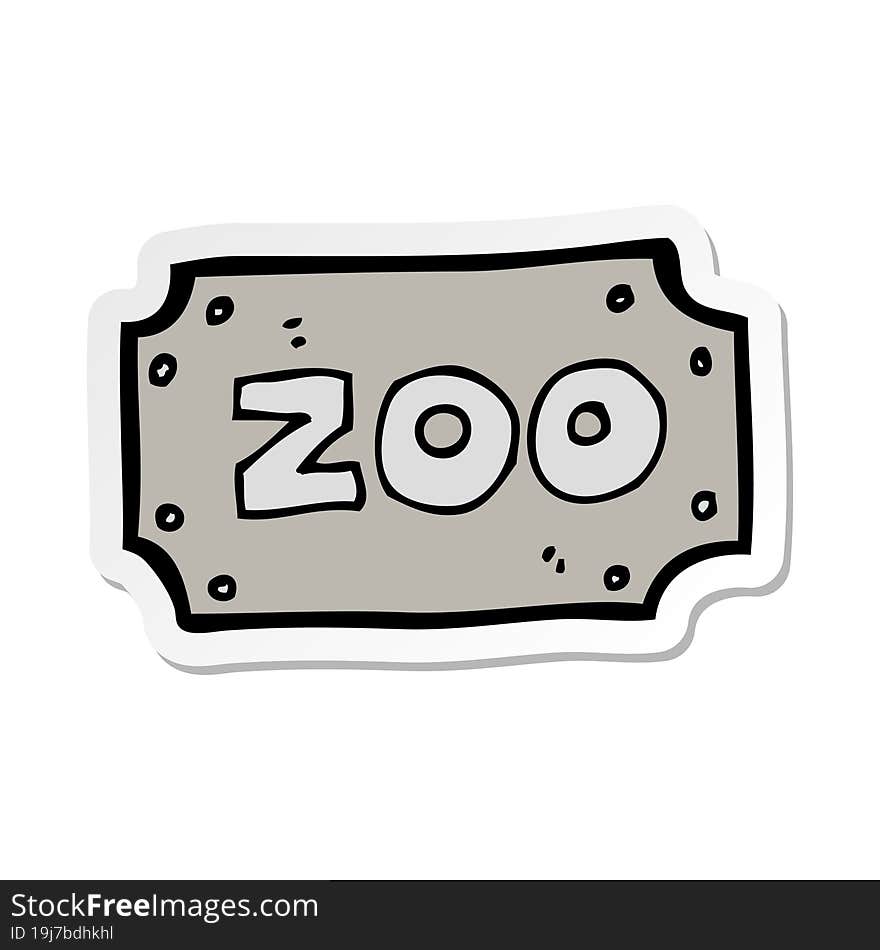 Sticker Of A Cartoon Zoo Sign