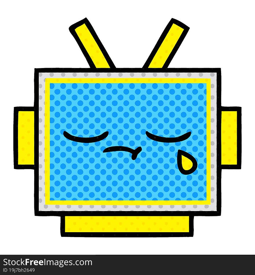 comic book style cartoon robot head