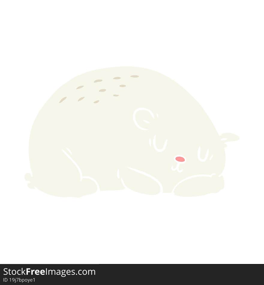 flat color style cartoon sleepy polar bear