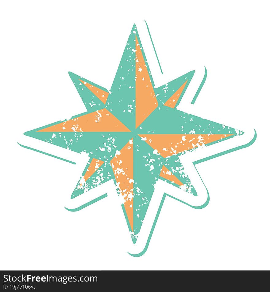 distressed sticker tattoo style icon of a star