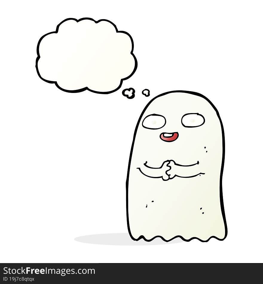 Funny Cartoon Ghost With Thought Bubble