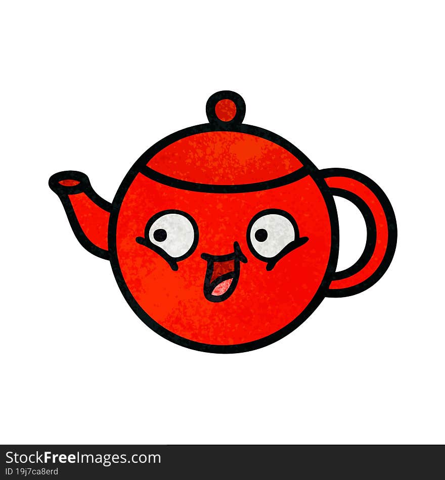 retro grunge texture cartoon teapot