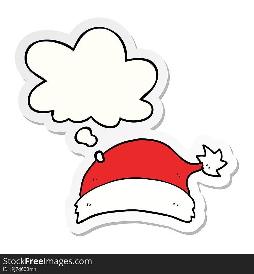 cartoon christmas hat with thought bubble as a printed sticker