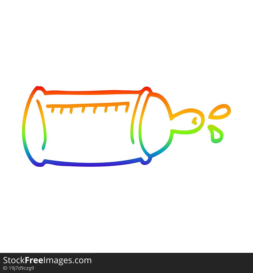 rainbow gradient line drawing cartoon baby bottle