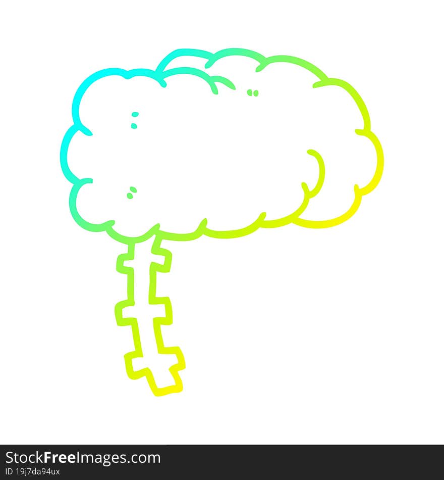 cold gradient line drawing cartoon brain