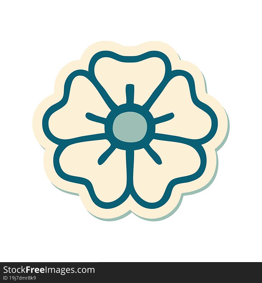 sticker of tattoo in traditional style of a flower. sticker of tattoo in traditional style of a flower