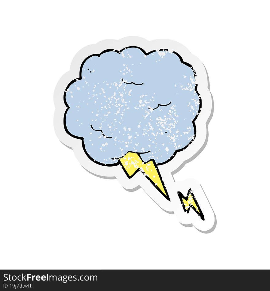 retro distressed sticker of a cartoon thundercloud symbol