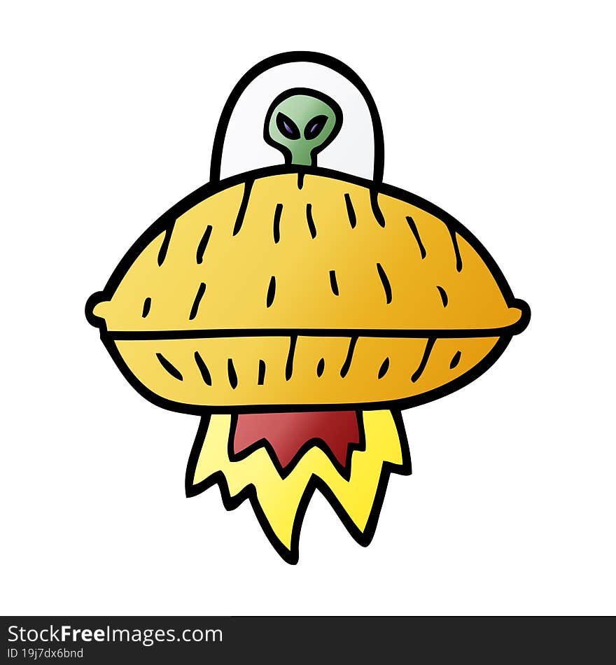 Cartoon Doodle Alien Spaceship