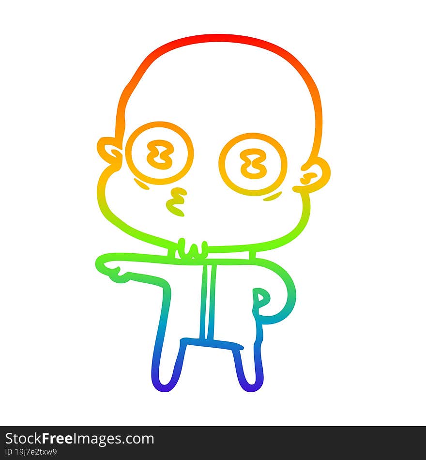 rainbow gradient line drawing cartoon weird bald spaceman