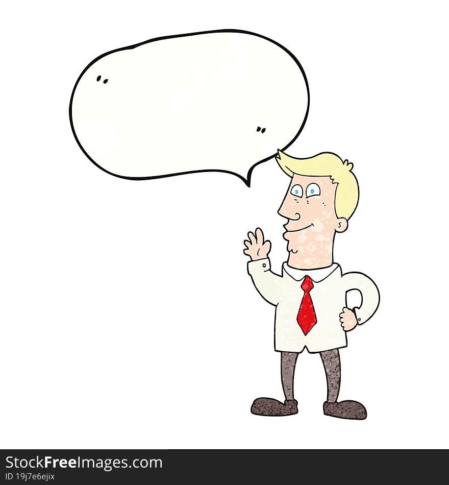 Speech Bubble Textured Cartoon Waving Man