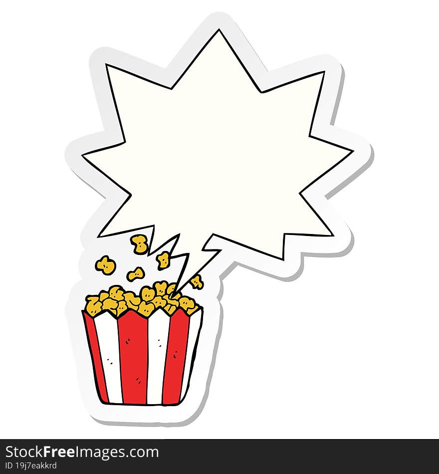 cartoon popcorn and speech bubble sticker