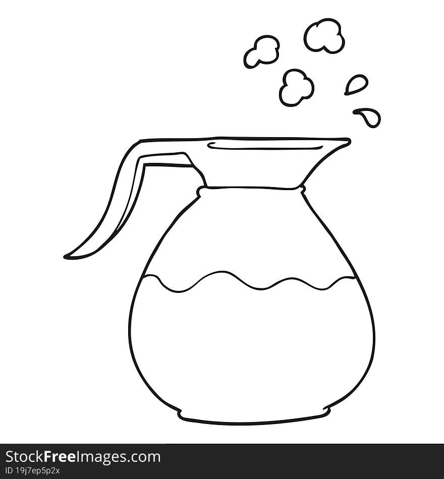 black and white cartoon coffee jug