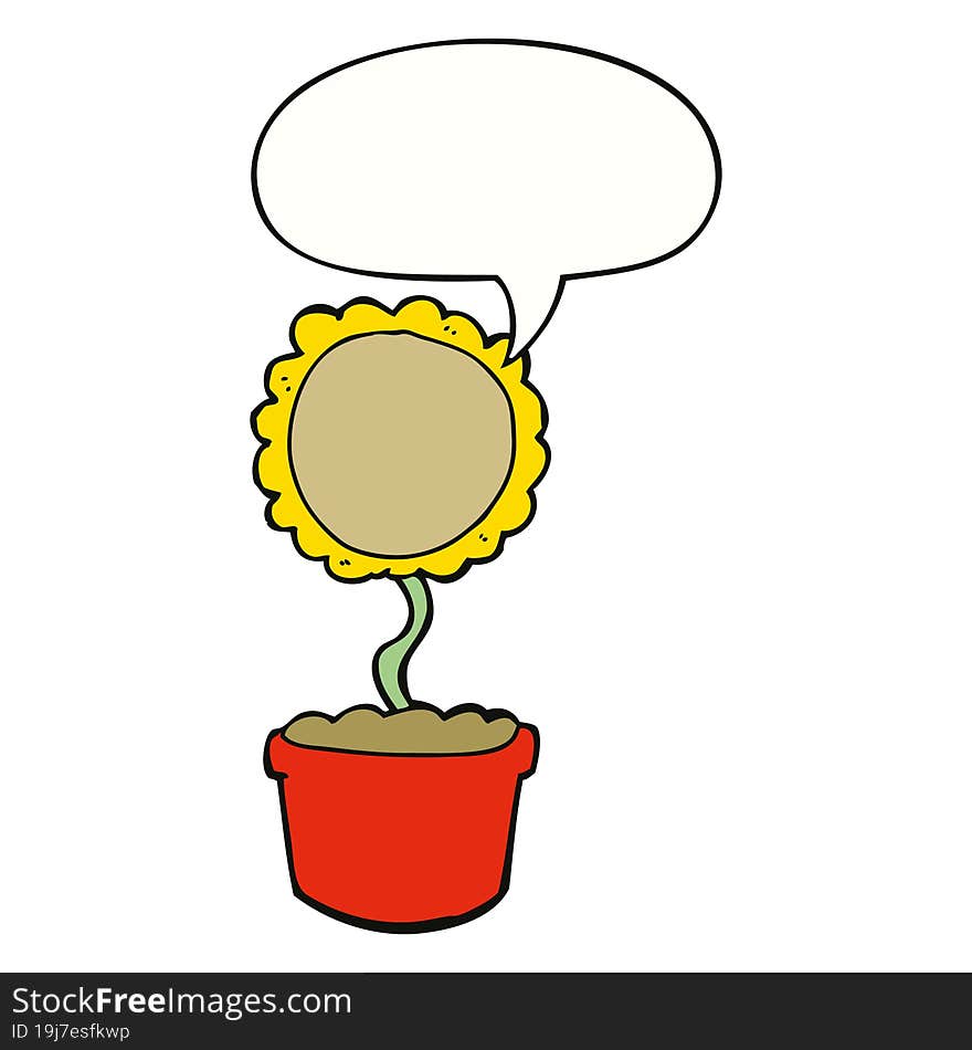 cute cartoon flower and speech bubble