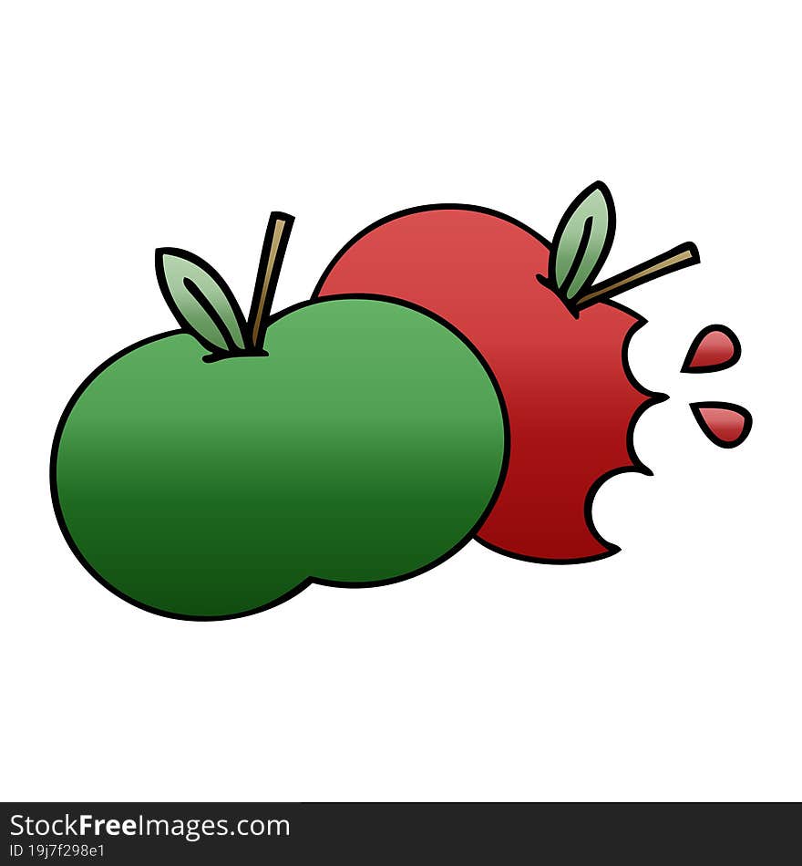 gradient shaded cartoon juicy apple