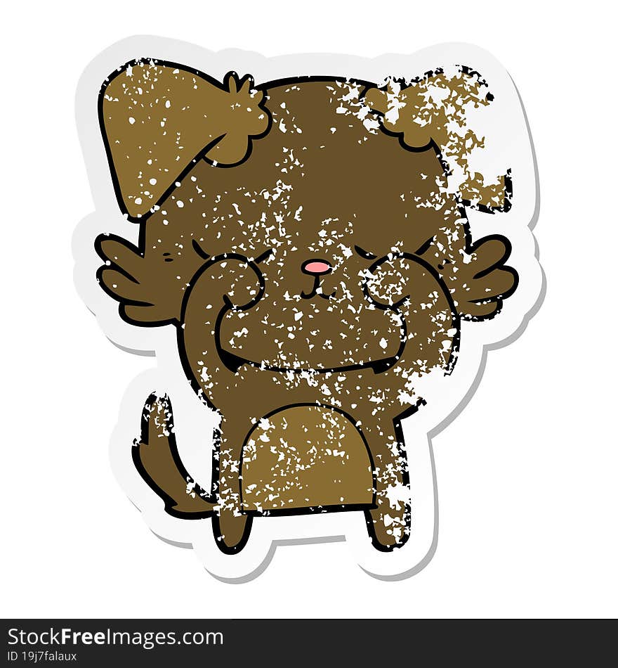 Distressed Sticker Of A Cute Cartoon Dog