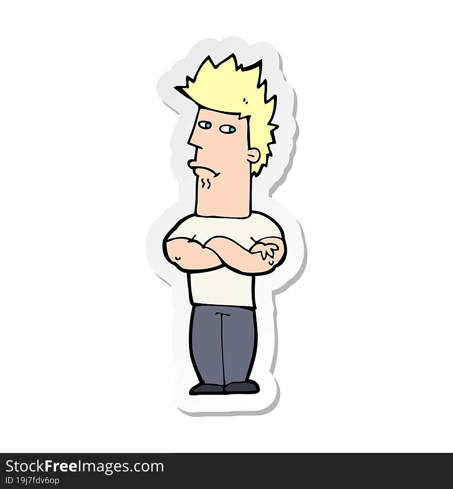 sticker of a cartoon man sulking