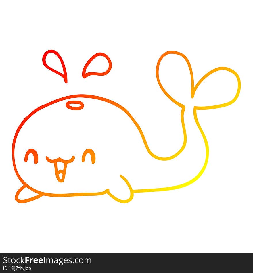 warm gradient line drawing cartoon happy whale