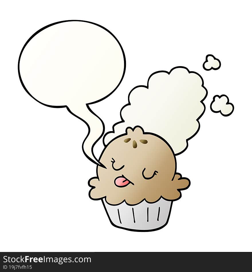 cute cartoon pie and speech bubble in smooth gradient style