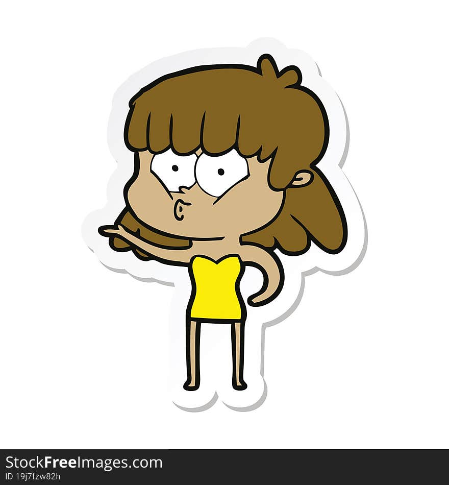 sticker of a cartoon whistling girl