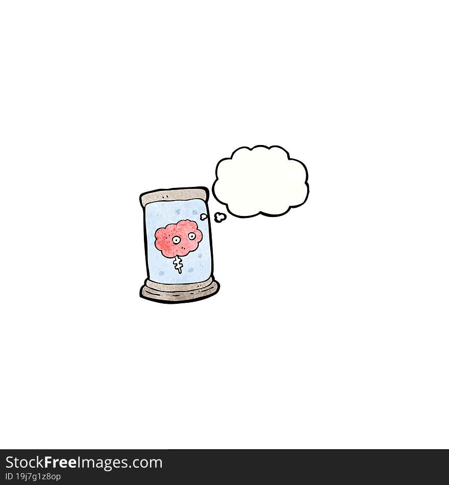 cartoon brain in jar