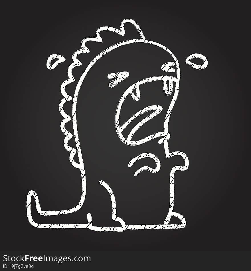 Crying Dinosaur Chalk Drawing