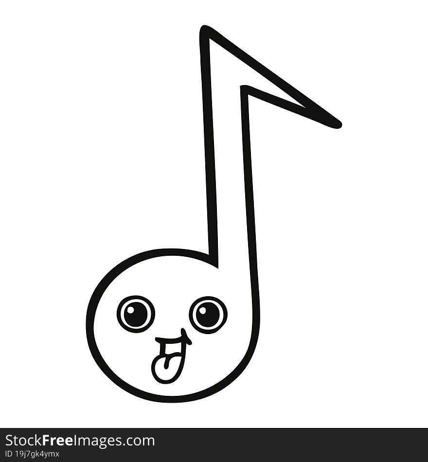 line drawing cartoon of a musical note