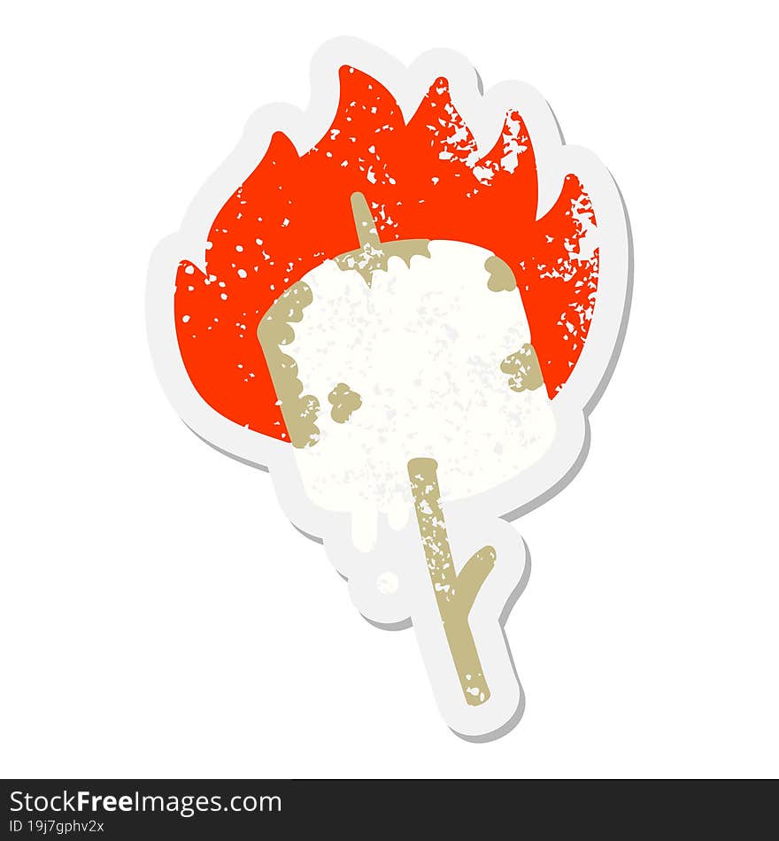 Burning Marshmallow On Stick Grunge Sticker