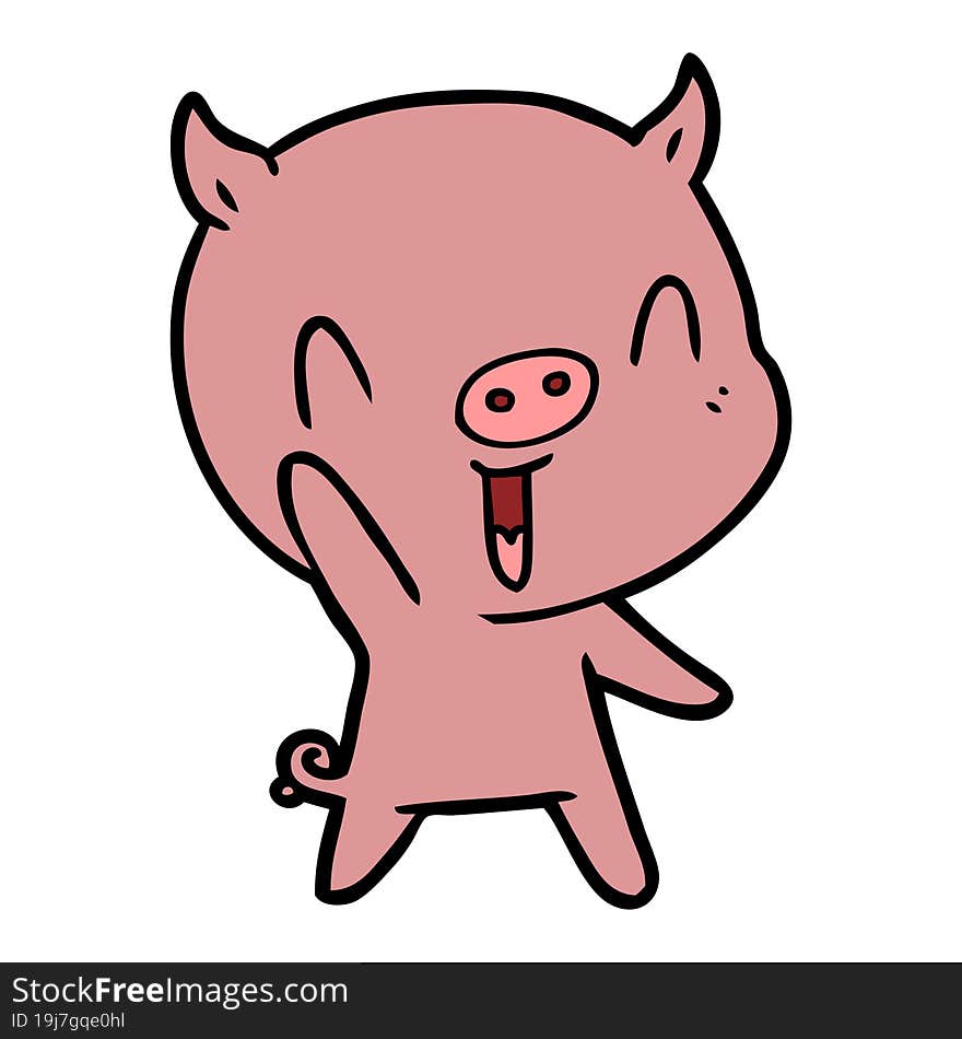 happy cartoon pig. happy cartoon pig