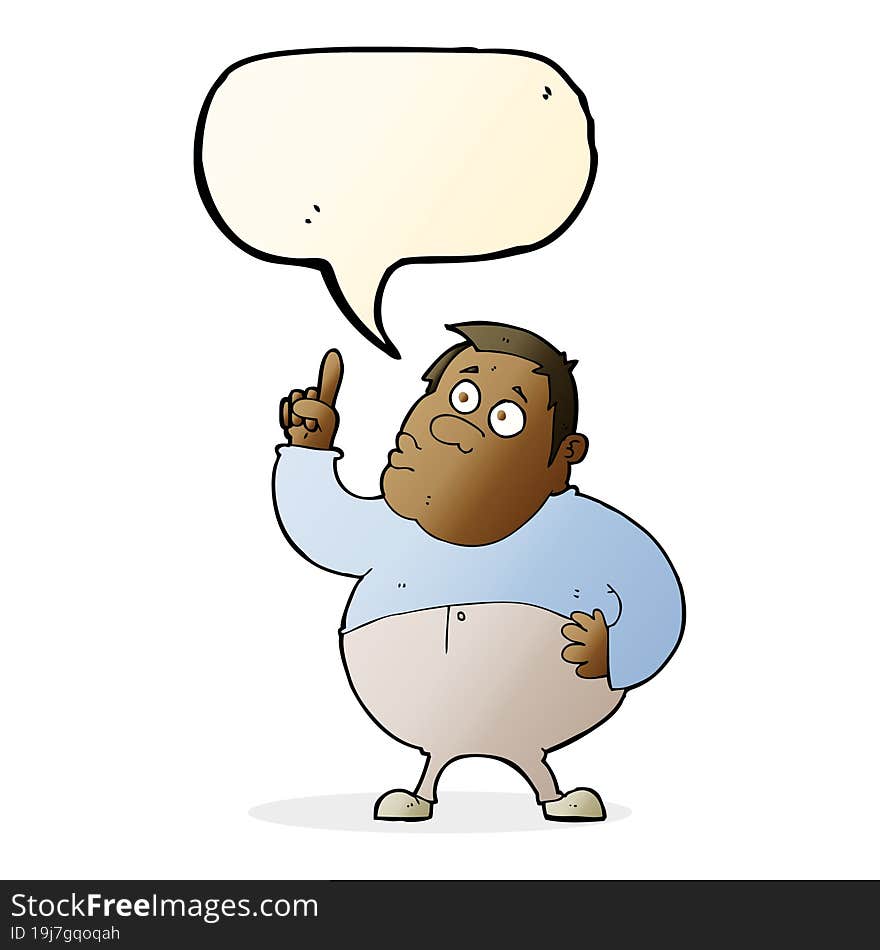 Cartoon Man Asking Question With Speech Bubble