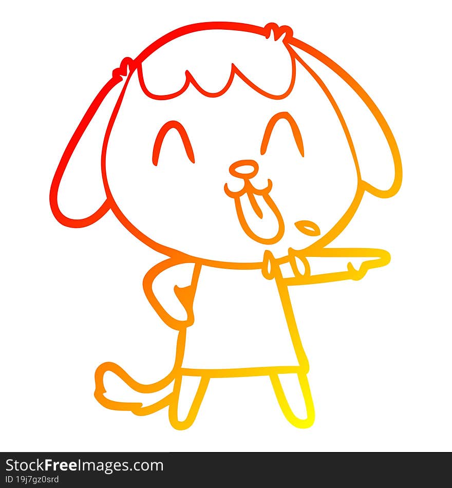 warm gradient line drawing cute cartoon dog