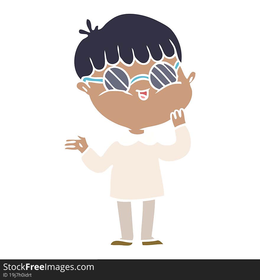 Flat Color Style Cartoon Boy Wearing Spectacles