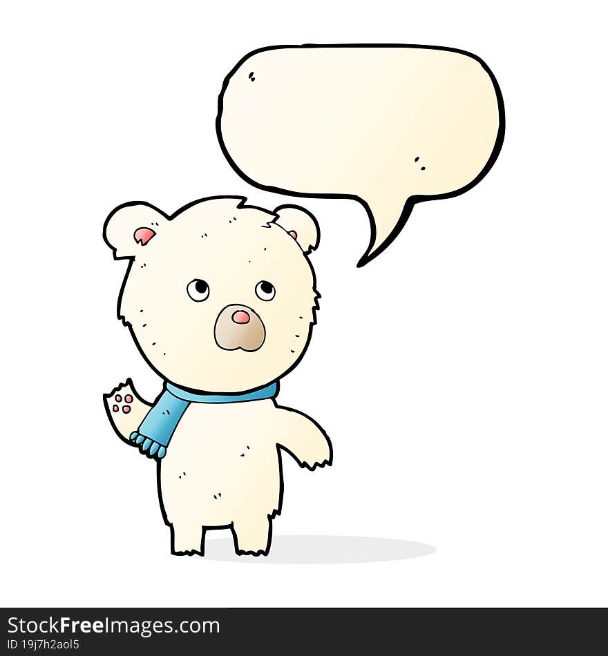 cartoon cute polar bear with speech bubble