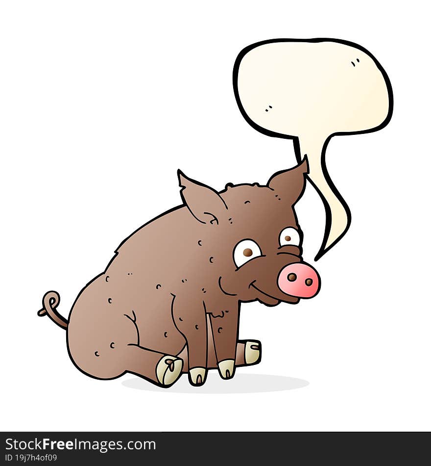 Cartoon Happy Pig With Speech Bubble