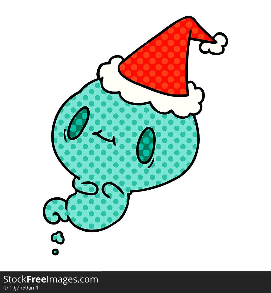 hand drawn christmas cartoon of kawaii ghost