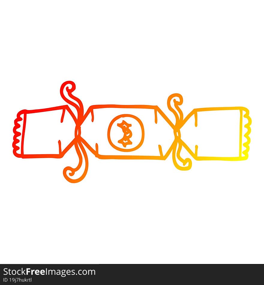 warm gradient line drawing cartoon christmas cracker