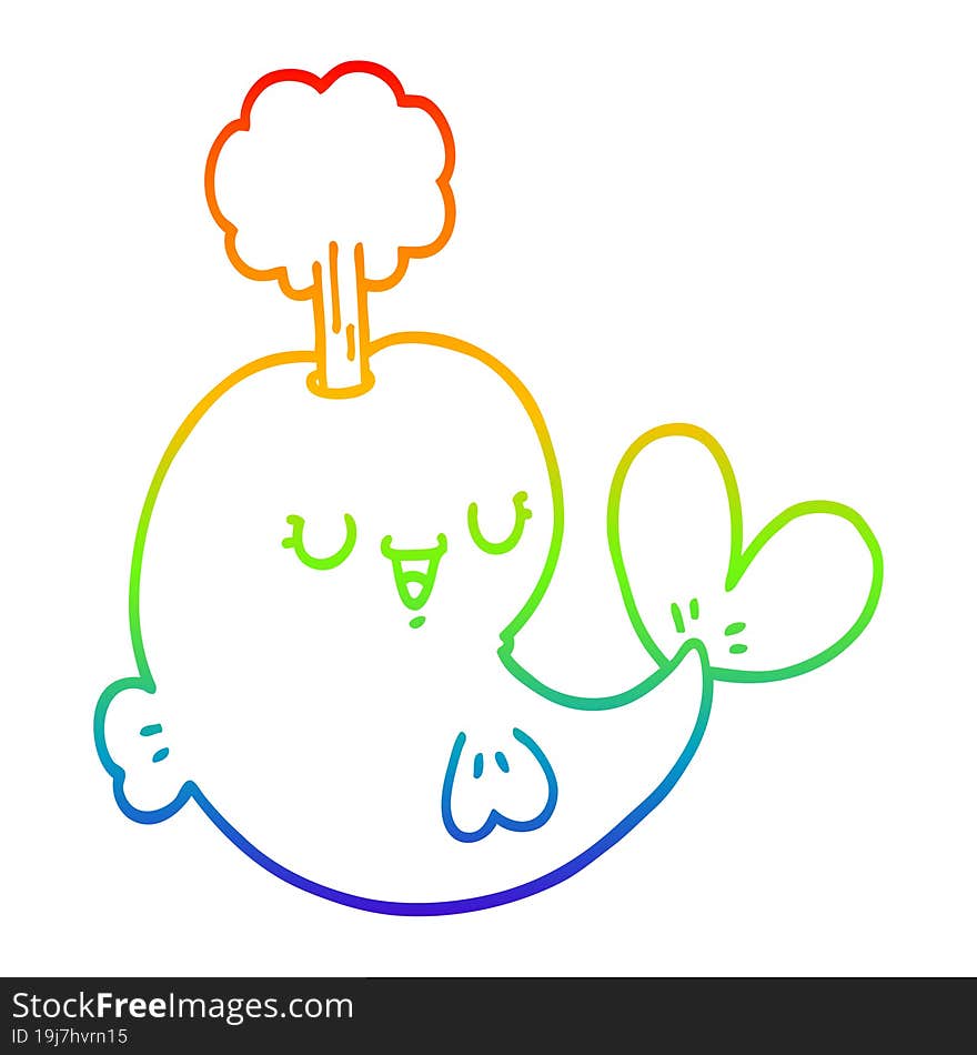 rainbow gradient line drawing cartoon whale