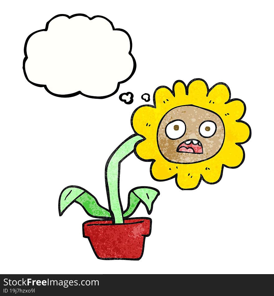 thought bubble textured cartoon sad flower