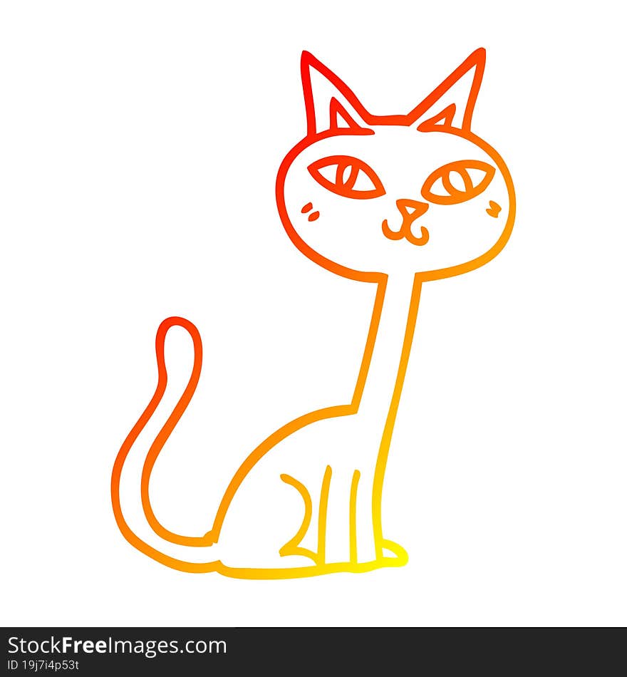 Warm Gradient Line Drawing Cartoon Cat