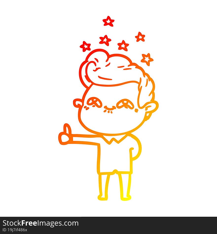 warm gradient line drawing cartoon excited man