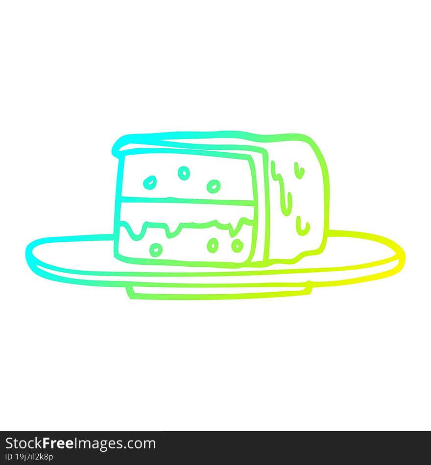 cold gradient line drawing cartoon slice of cake