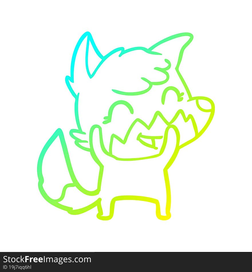 cold gradient line drawing happy cartoon fox