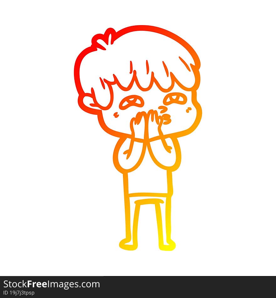 Warm Gradient Line Drawing Cartoon Curious Man